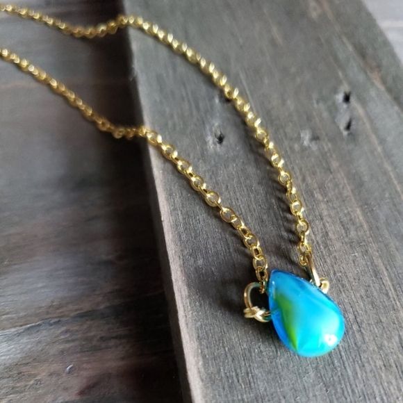 Handmade 18k Blue Glass Anklet - Picture 7 of 10